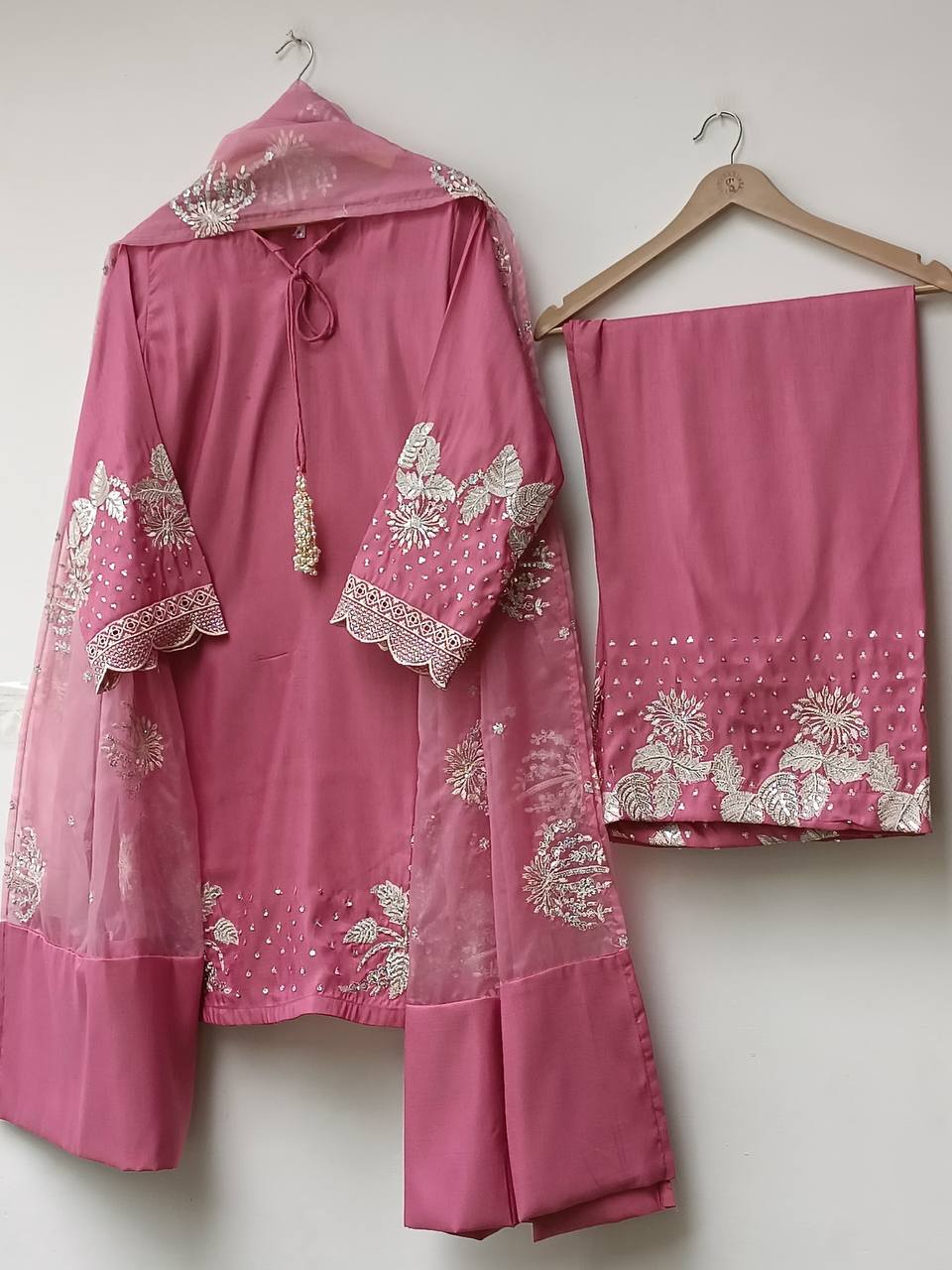 Elegant Crepe Sequin Embroidered Plazzo Set