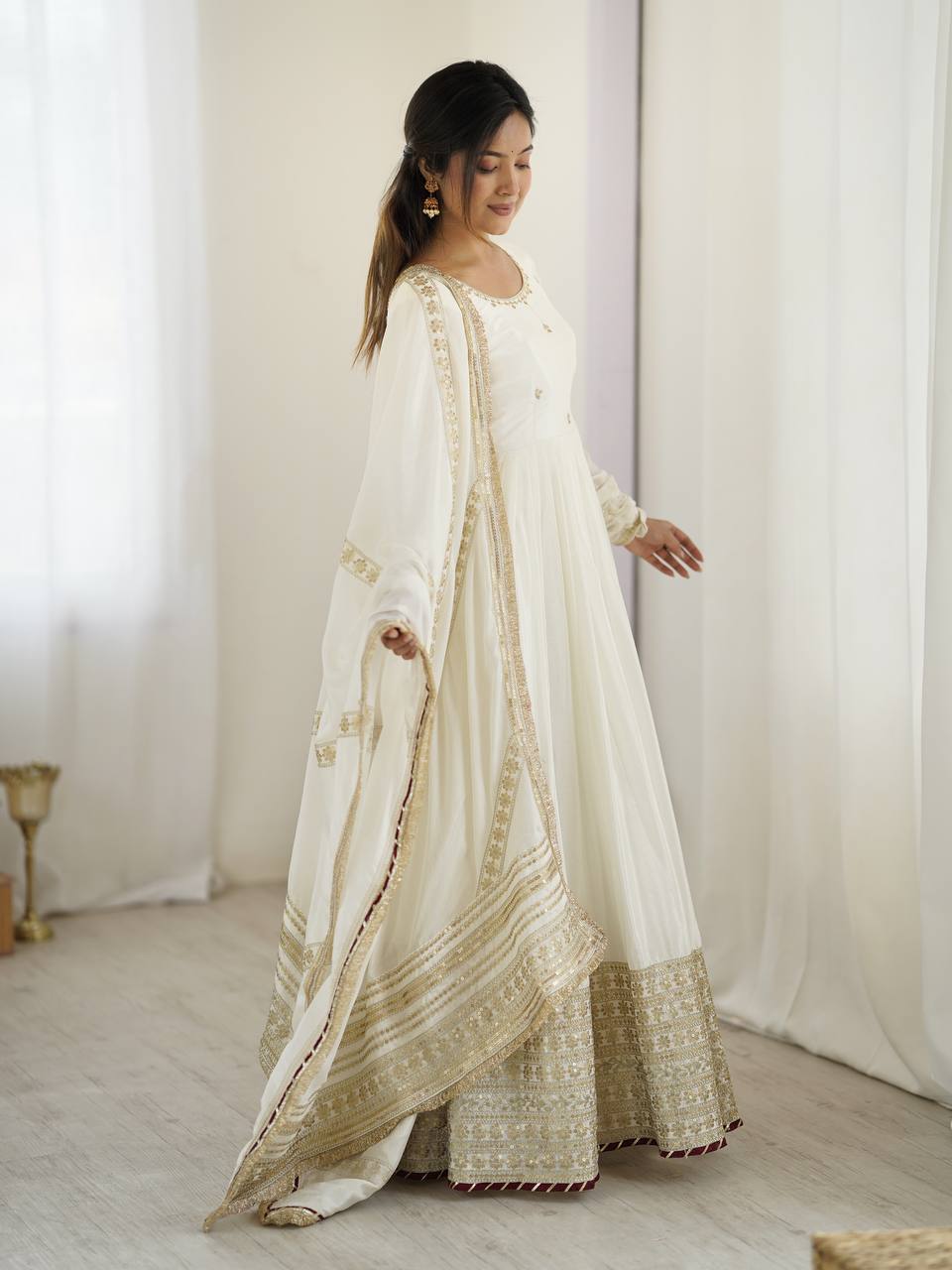 Black and White Heavy Anarkali