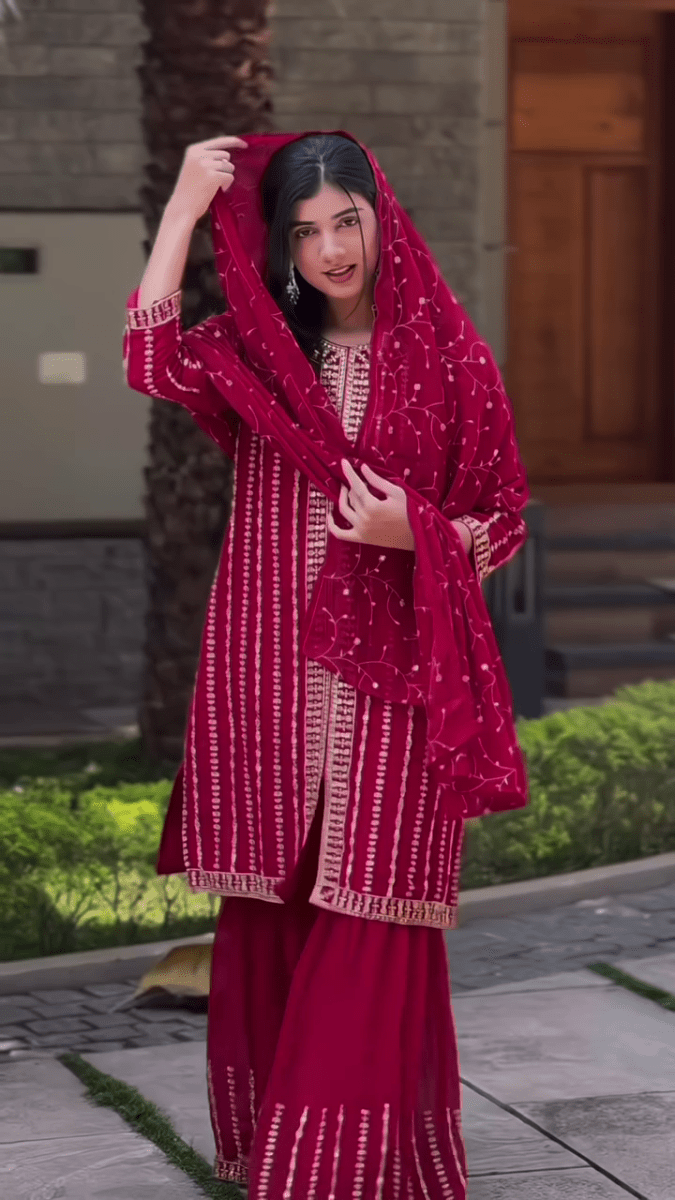 Blooming Faux Georgette Sharara Set