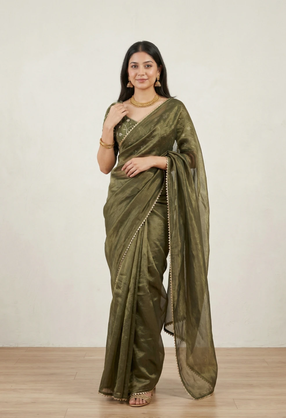 Apsara Olive Saree