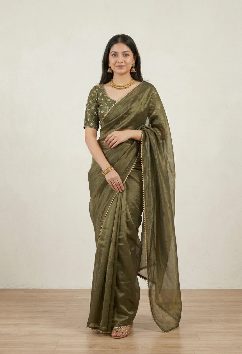 Apsara Olive Saree