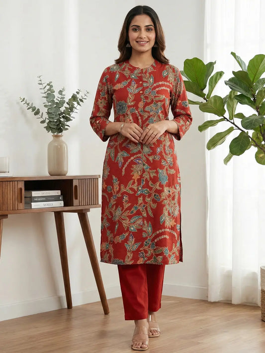 Blood Red Floral Print Co-Ord Set