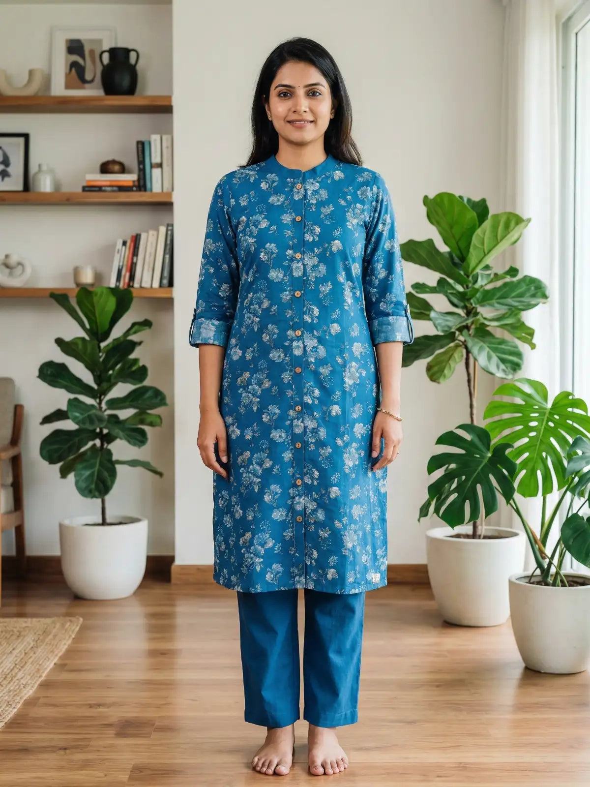 Blue Flower Print Co-Ord Set