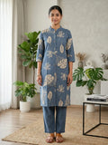 Blue Palm Leaf Print Co-Ord Set