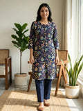 Dark Blue Floral Print Co-Ord Set