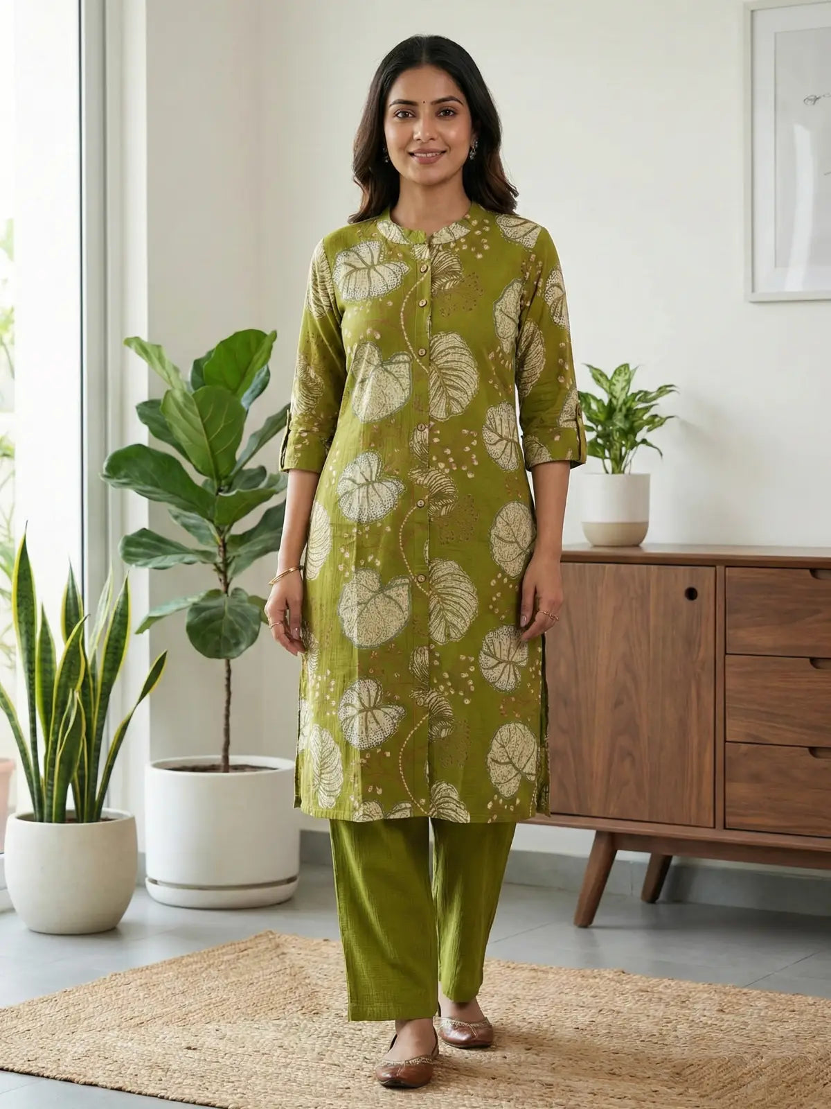 Green Floral Print Co-Ord Set