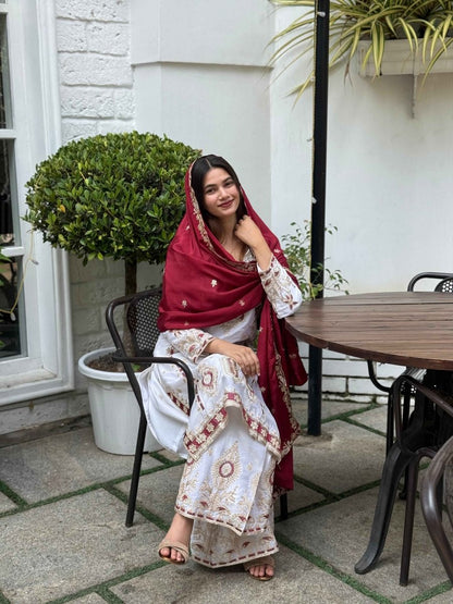 Pure Chinon Silk Sharara Set
