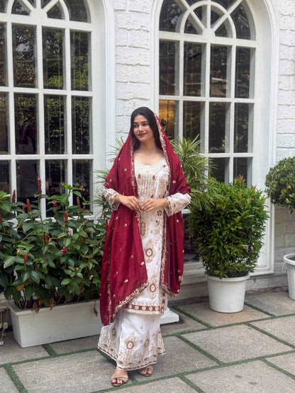 Pure Chinon Silk Sharara Set