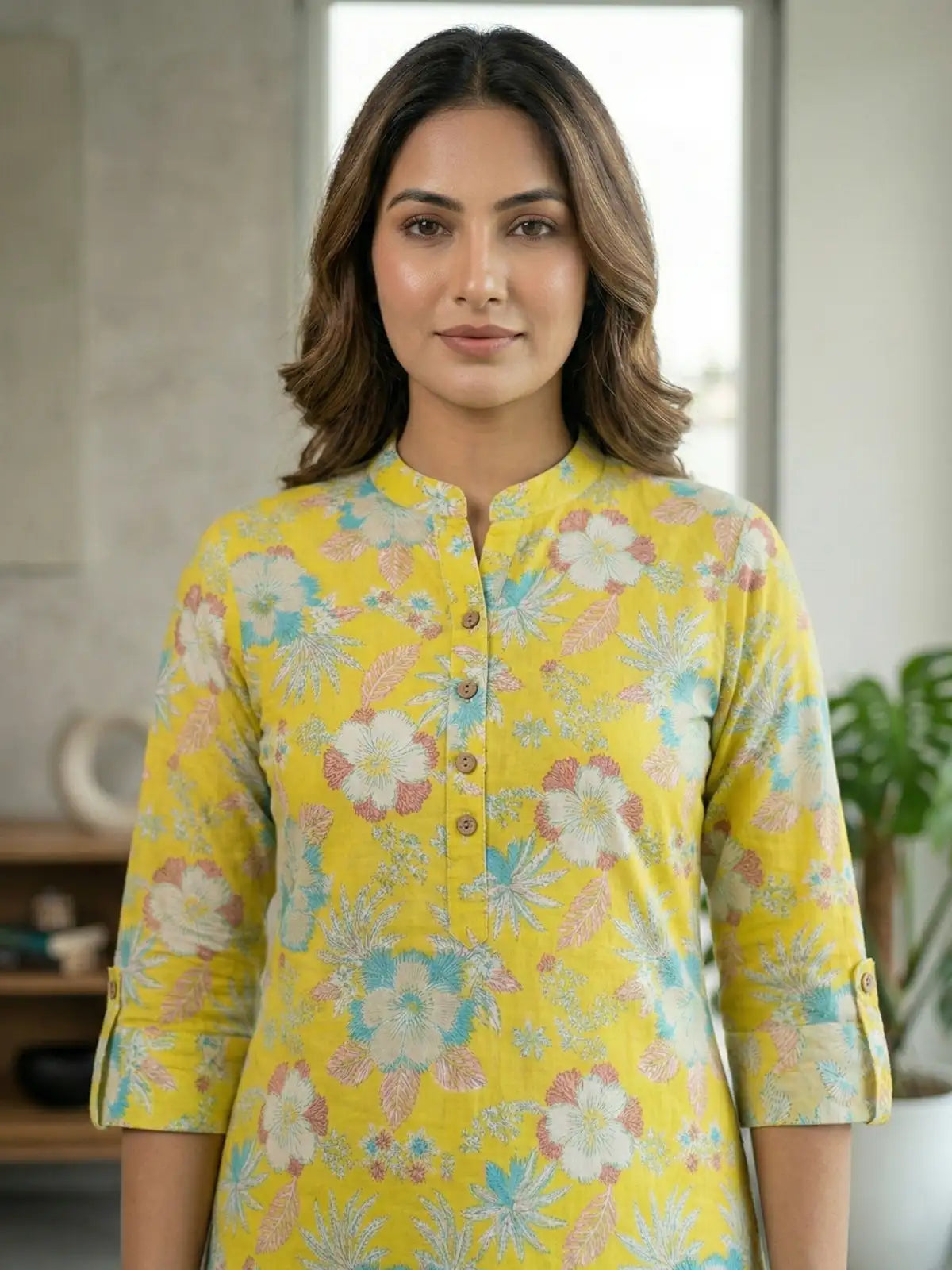 LIght Yellow Flower Print Co-Ord Set