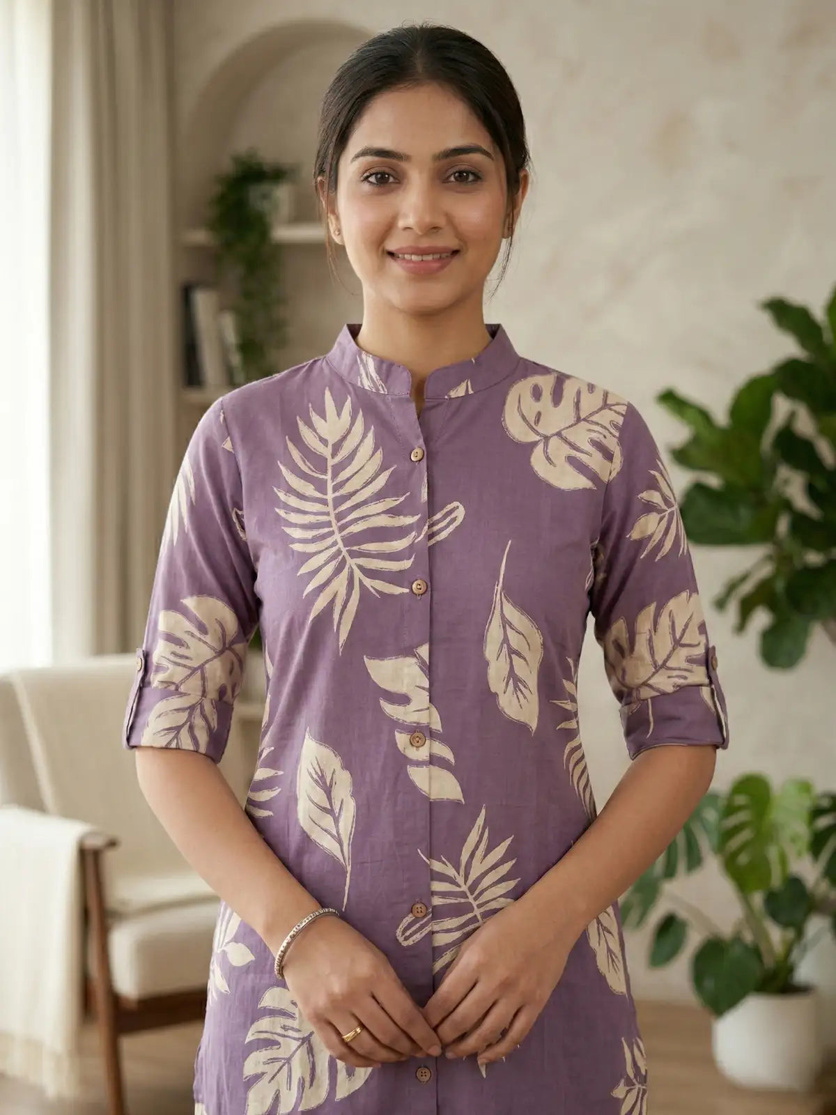 Lavender Palm Leaf Print Co-Ord Set