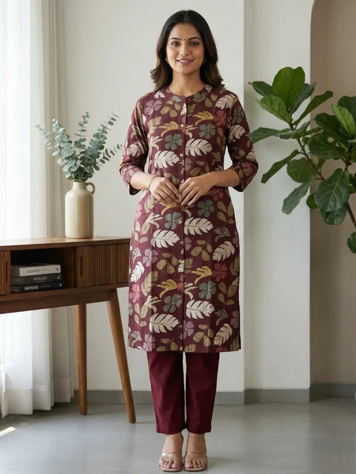 Maroon Floral Print Co-Ord Set