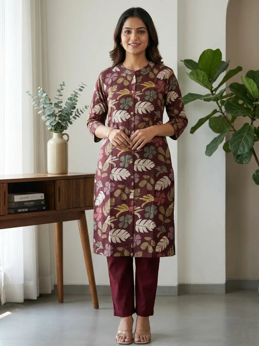 Maroon Floral Print Co-Ord Set