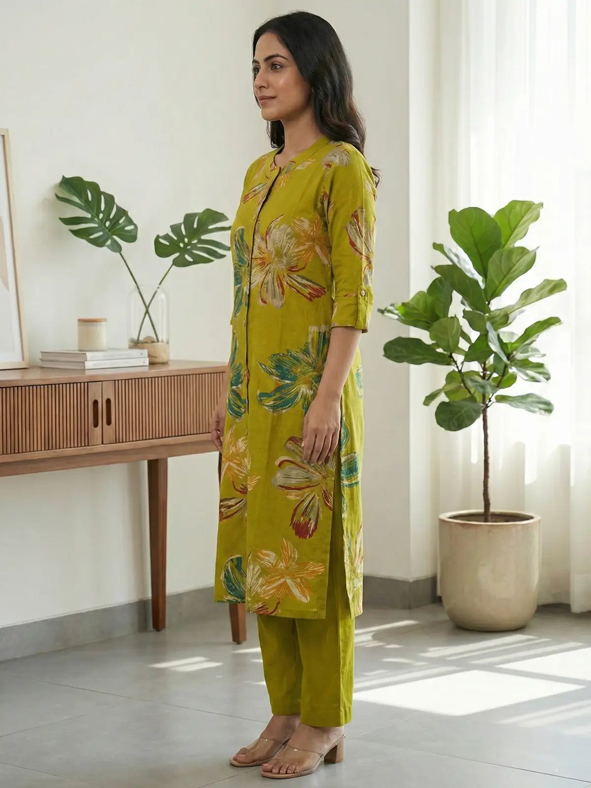 Olive Floral Print Co-Ord Set