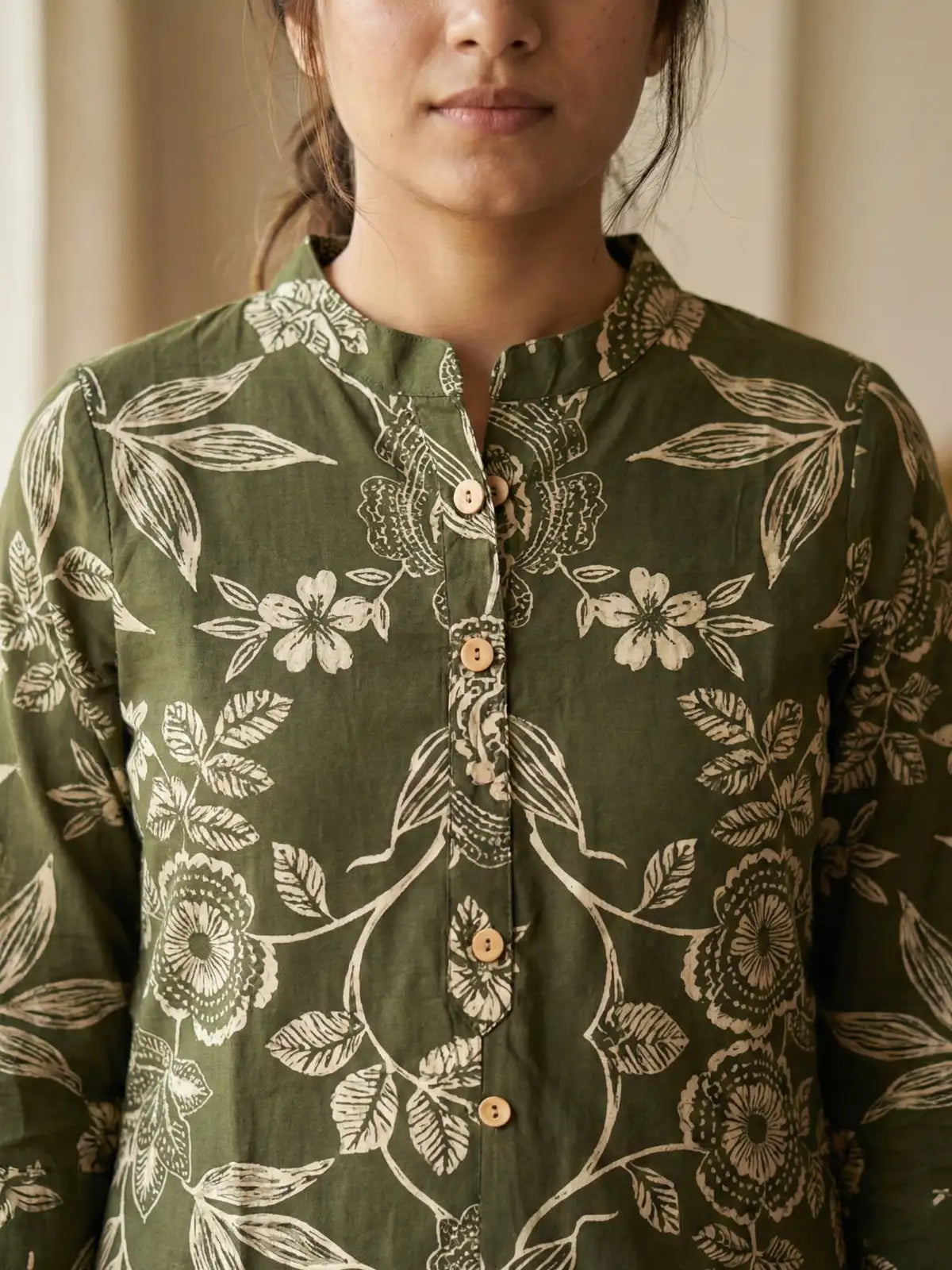 Olive Green Leaf Print Co-Ord Set