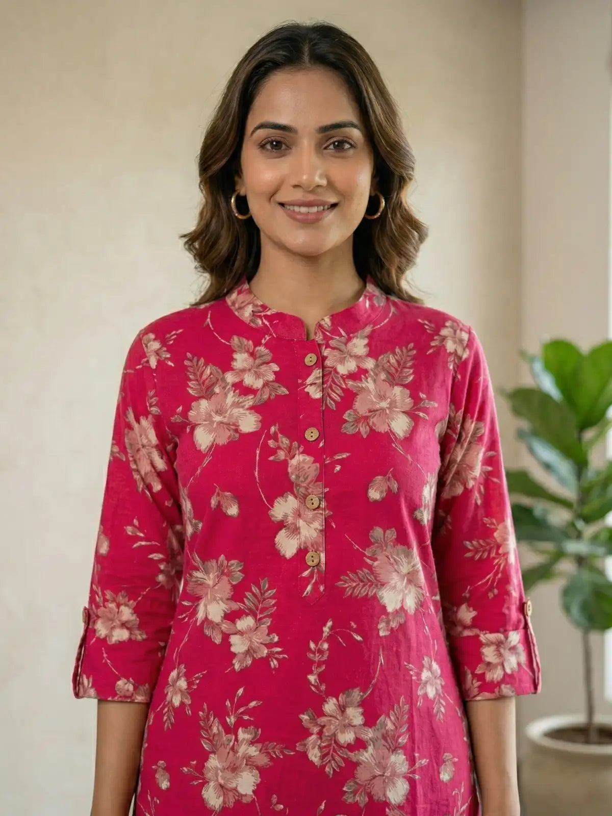 Pink Flower with leaf Print Co-Ord Set