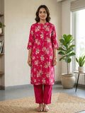 Pink Flower with leaf Print Co-Ord Set