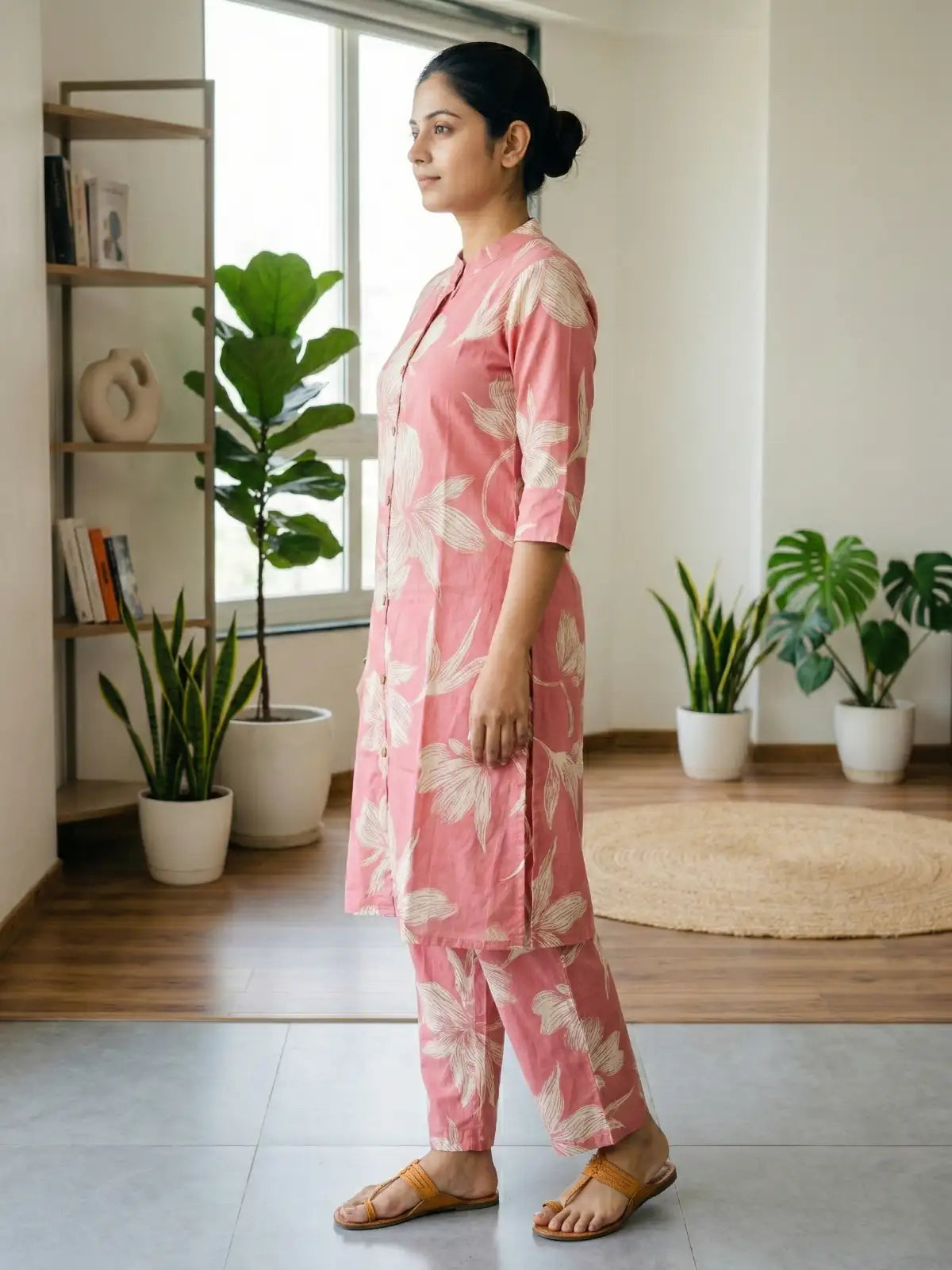 Pink Palm Leaf Print Co-Ord Set