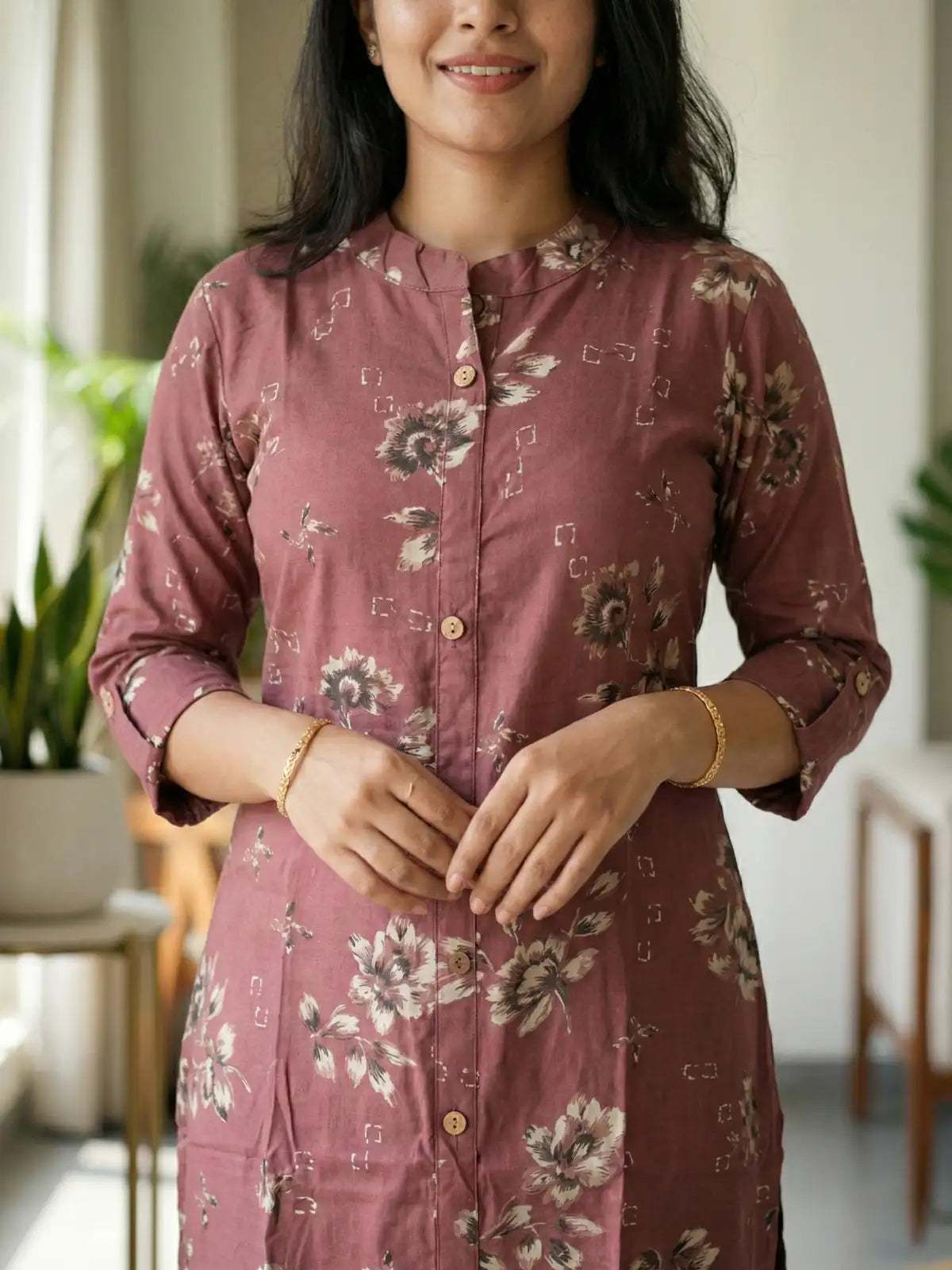 Plum Leaf Print Co-Ord Set