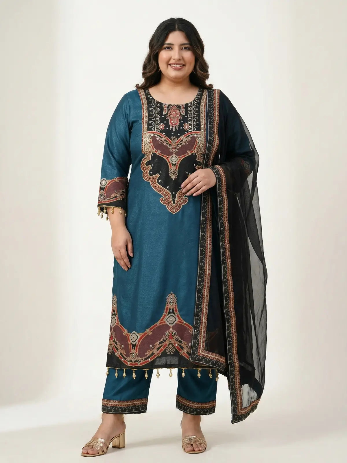 Plus Komal Navy Blue Kurti Suit Set