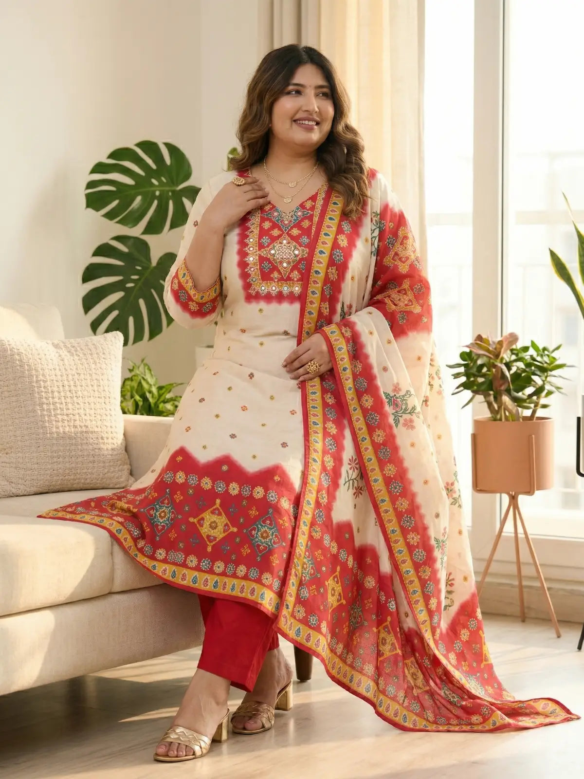 Plus Rani Bandhani Suit Set