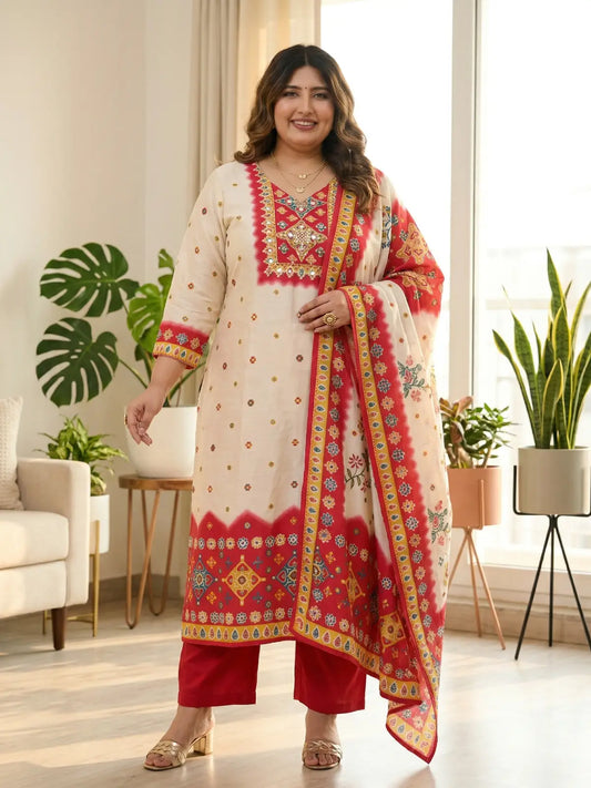 Plus Rani Bandhani Suit Set