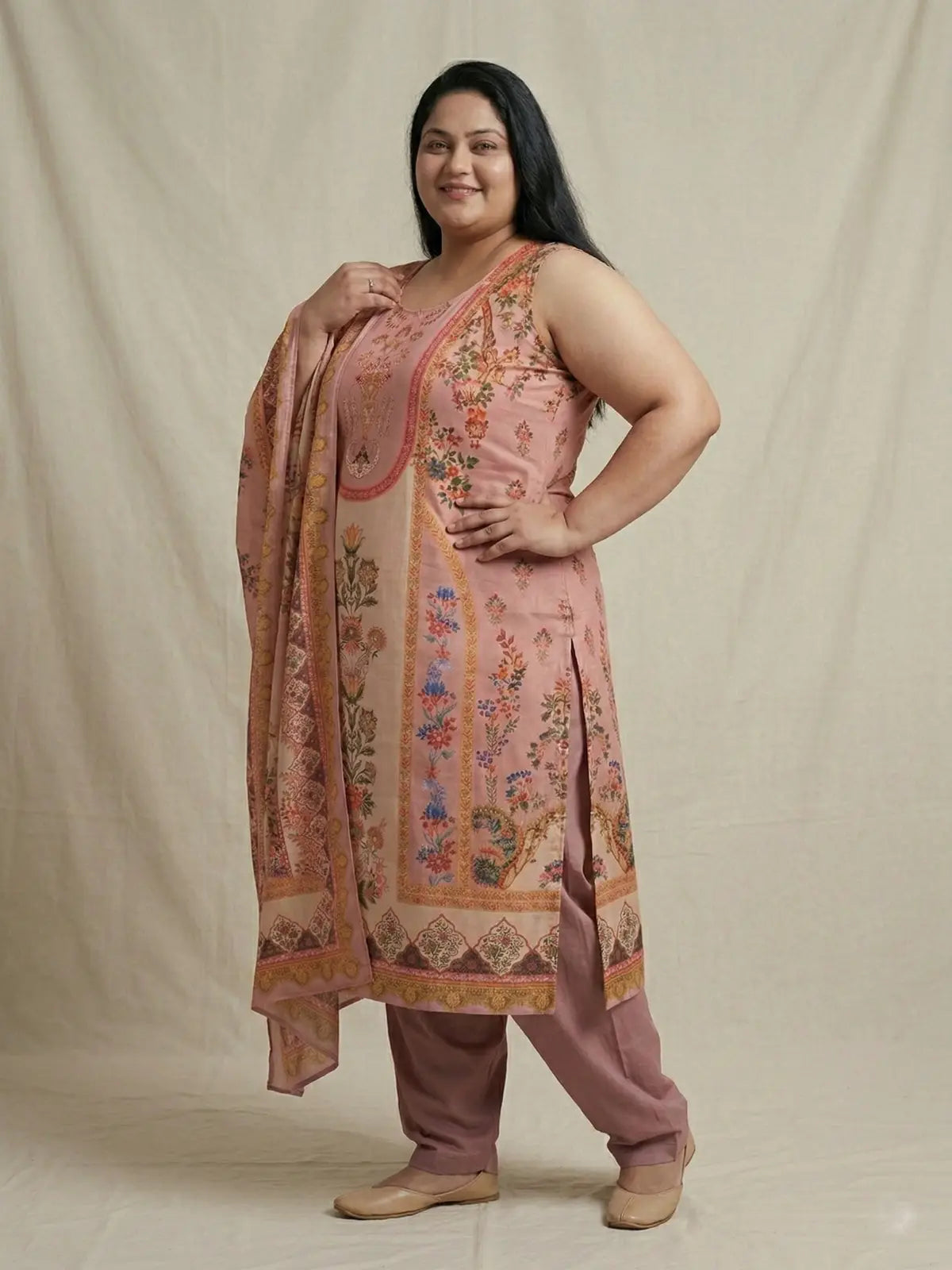 Plus Size Digitally Printed Noor Suit Set