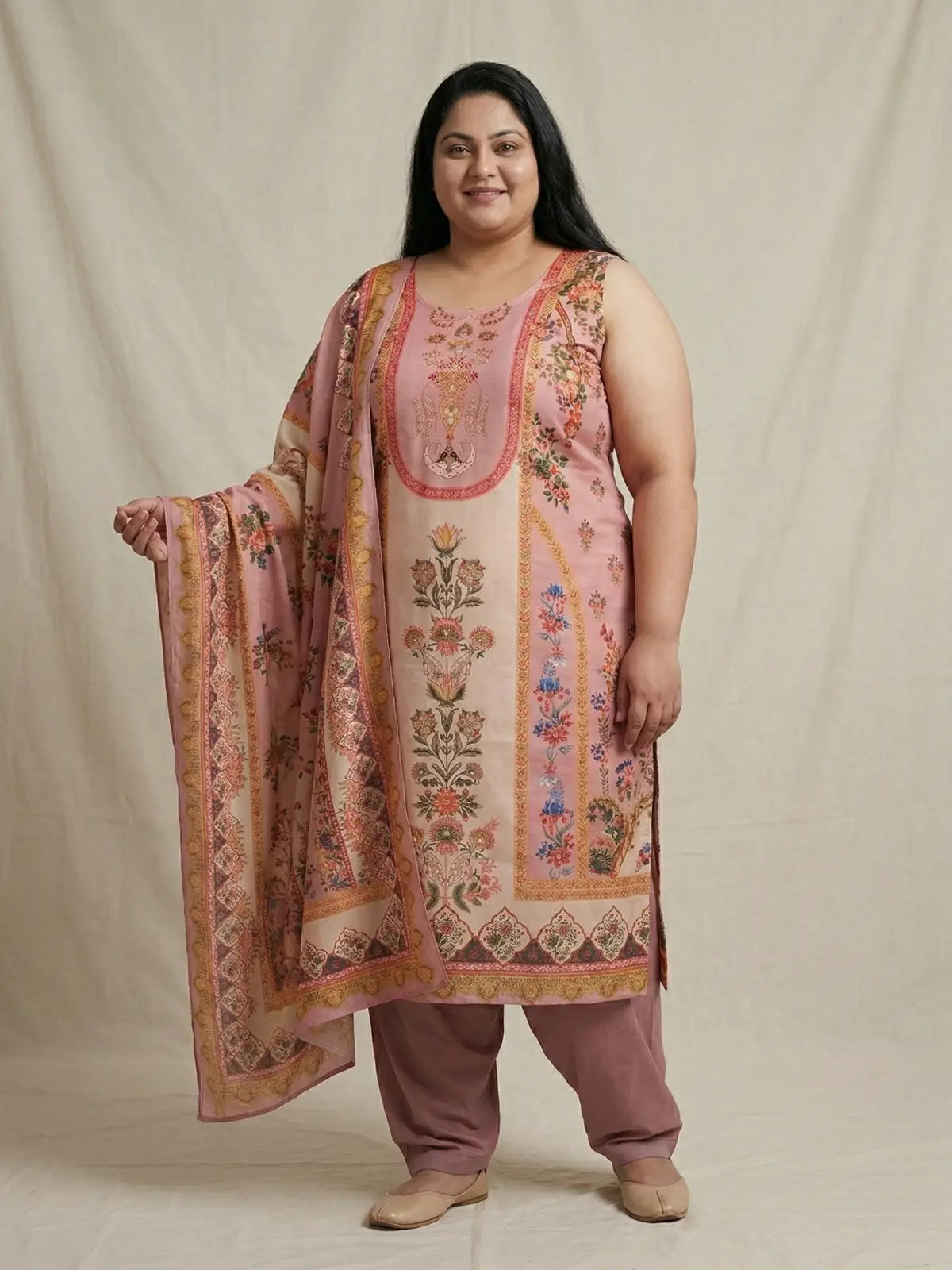 Plus Size Digitally Printed Noor Suit Set