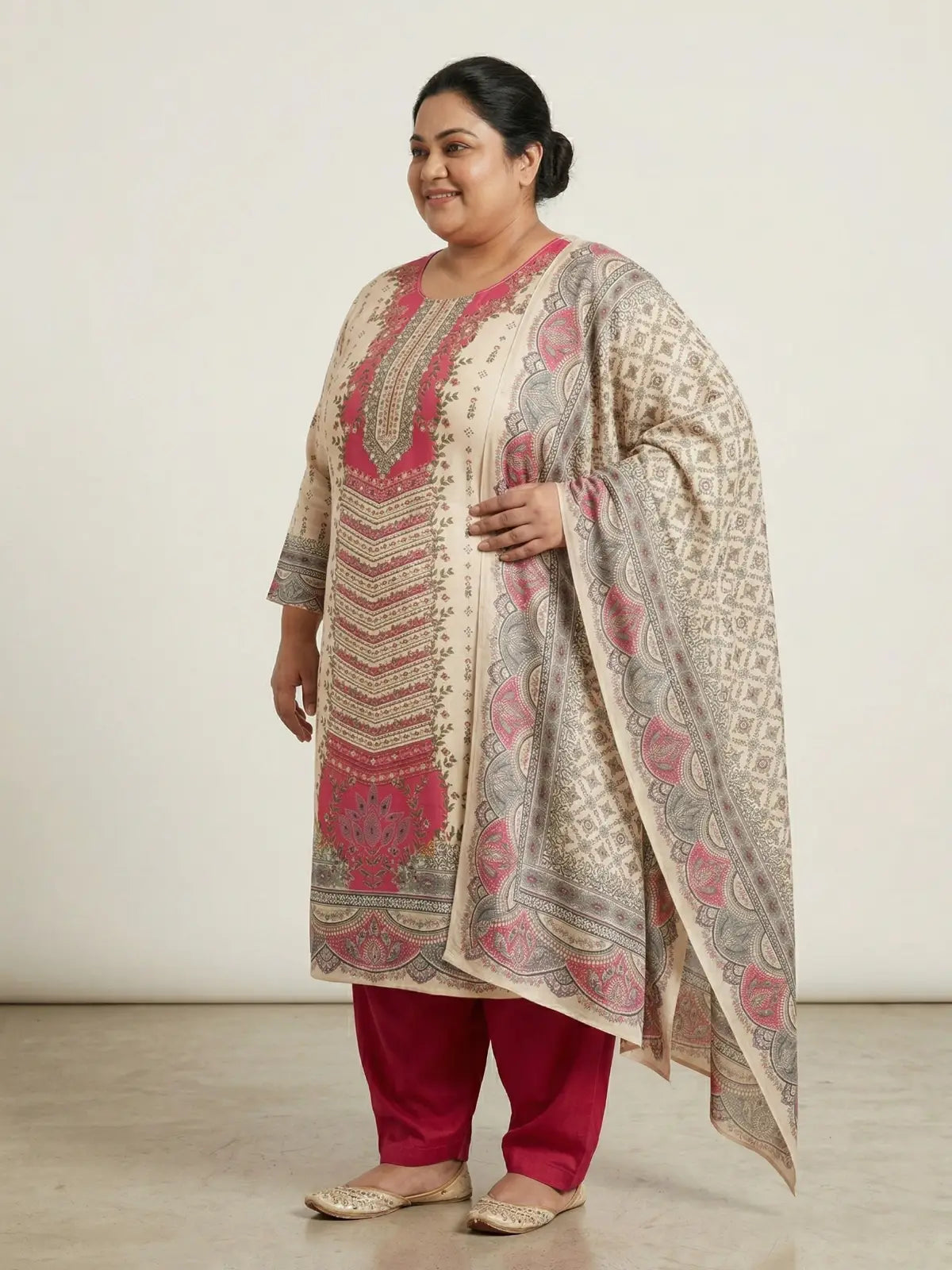 Plus Size Minakshi Real Mirror Pakistani Maslin Suit
