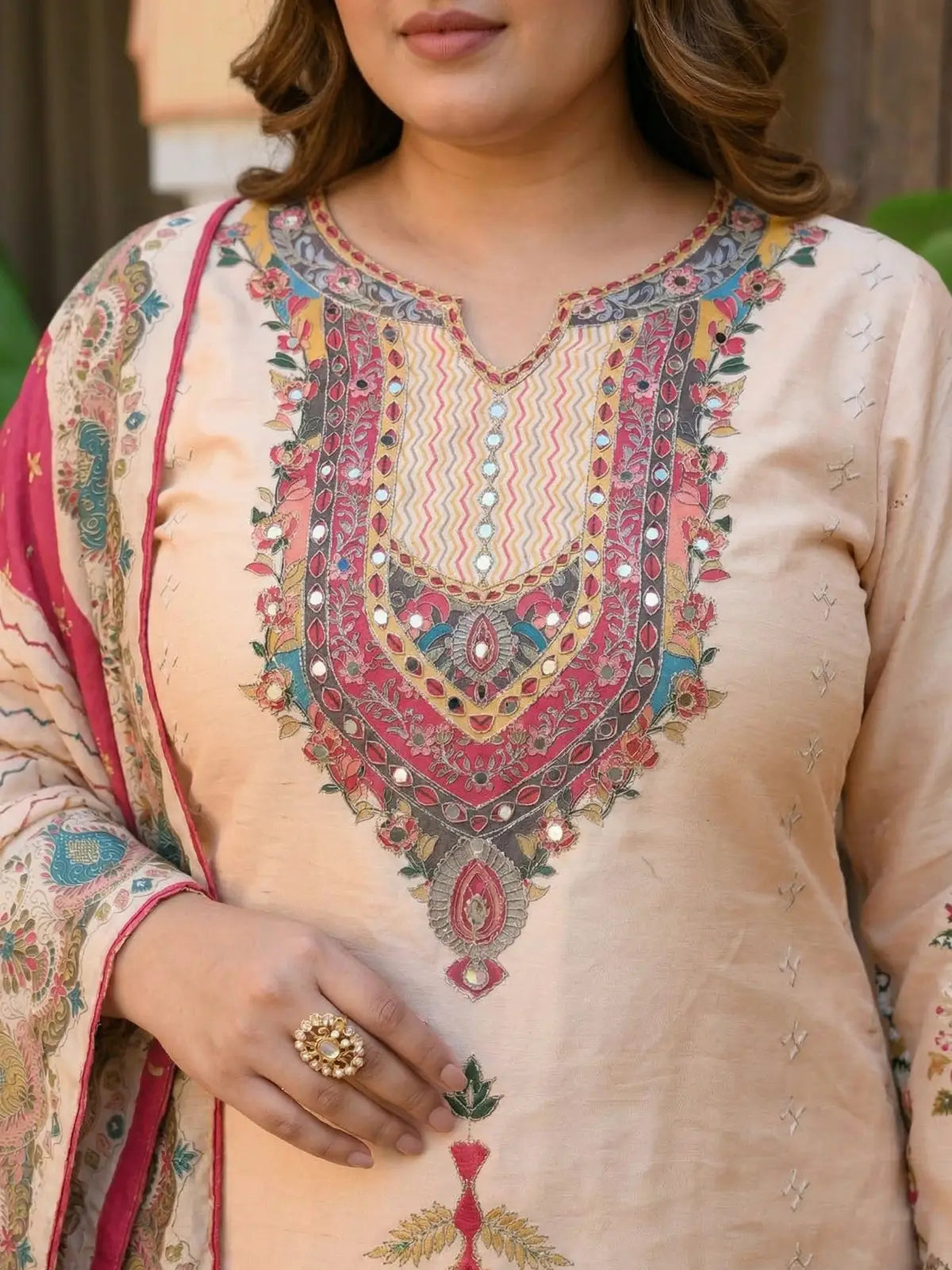 Plus Size Mirror Peach Suit Set