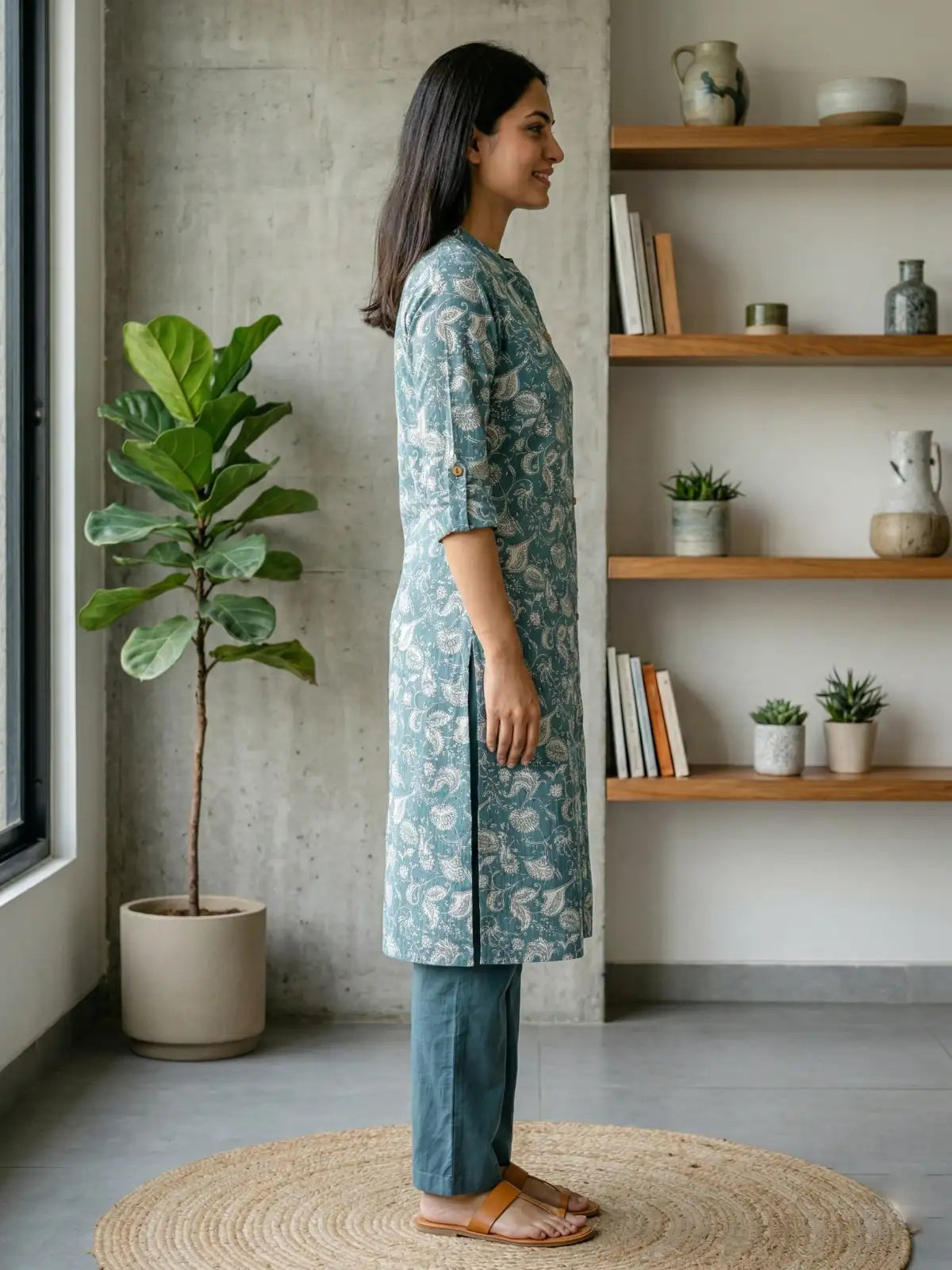 Powder Blue Flower Print Co-Ord Set