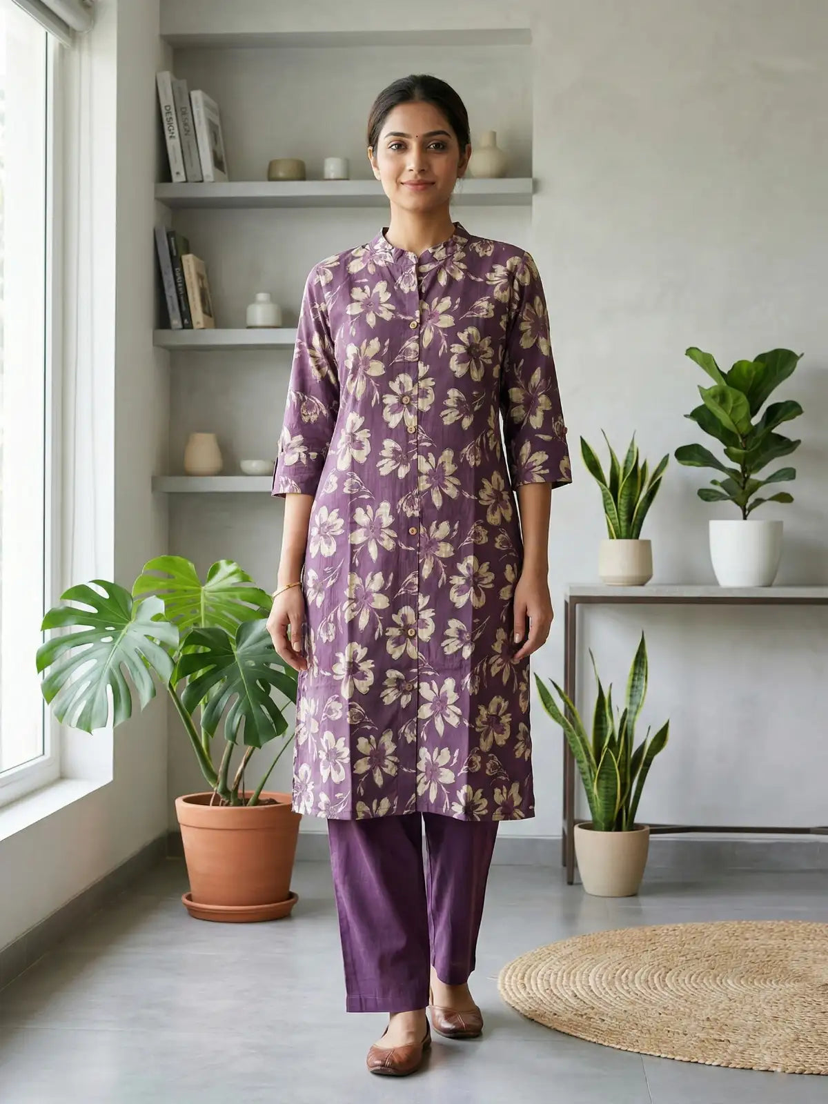 Purple Flower Print Co-Ord Set