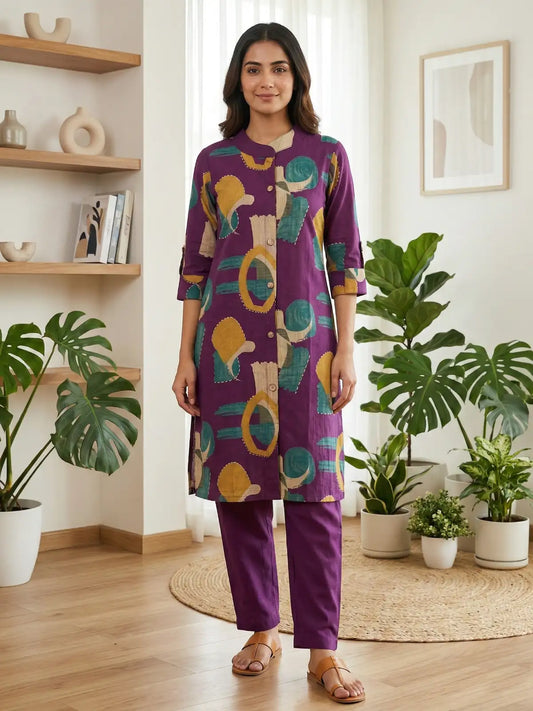 Purple Shap Print Co-Ord Set