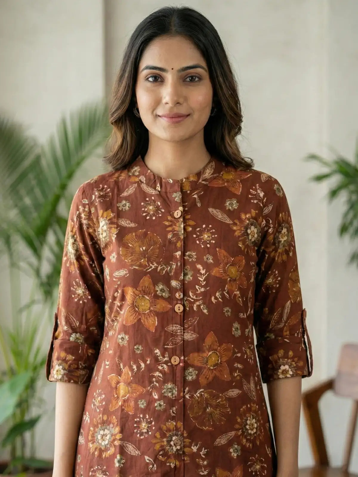 Rust Leaf Print Co-Ord Set