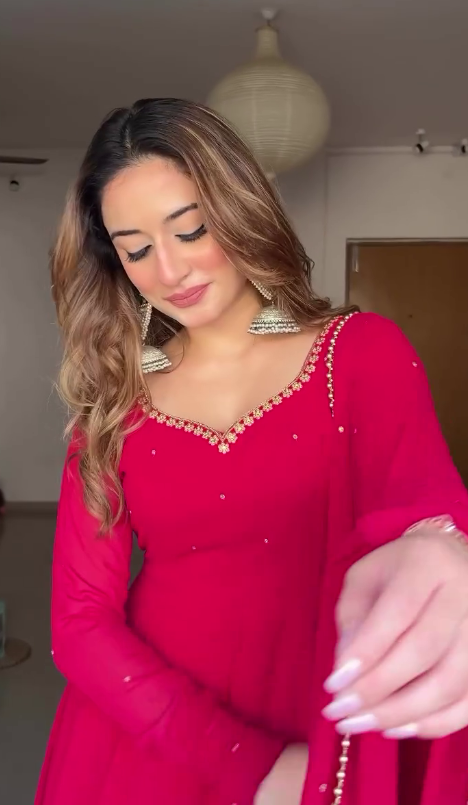 Pink Handwork Anarkali