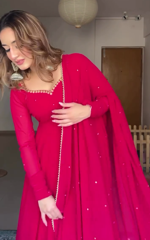 Pink Handwork Anarkali