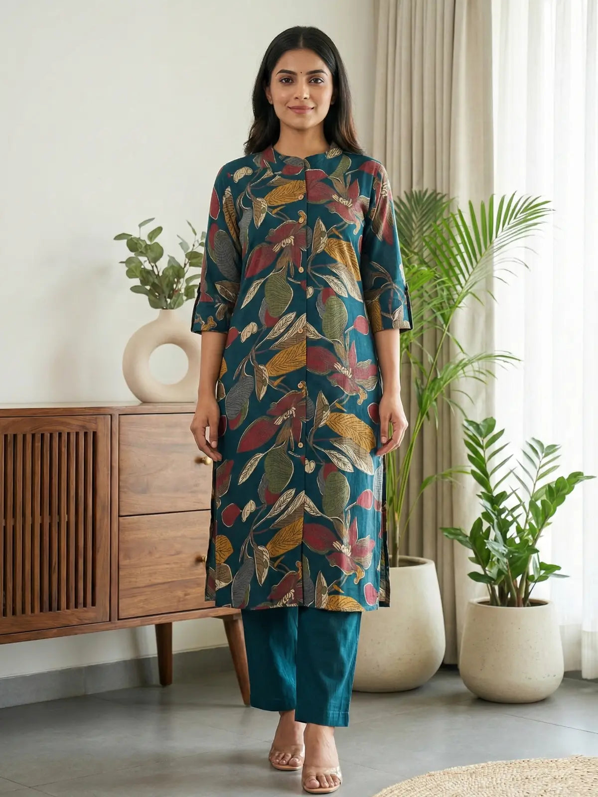 Teal Floral Print Co-Ord Set