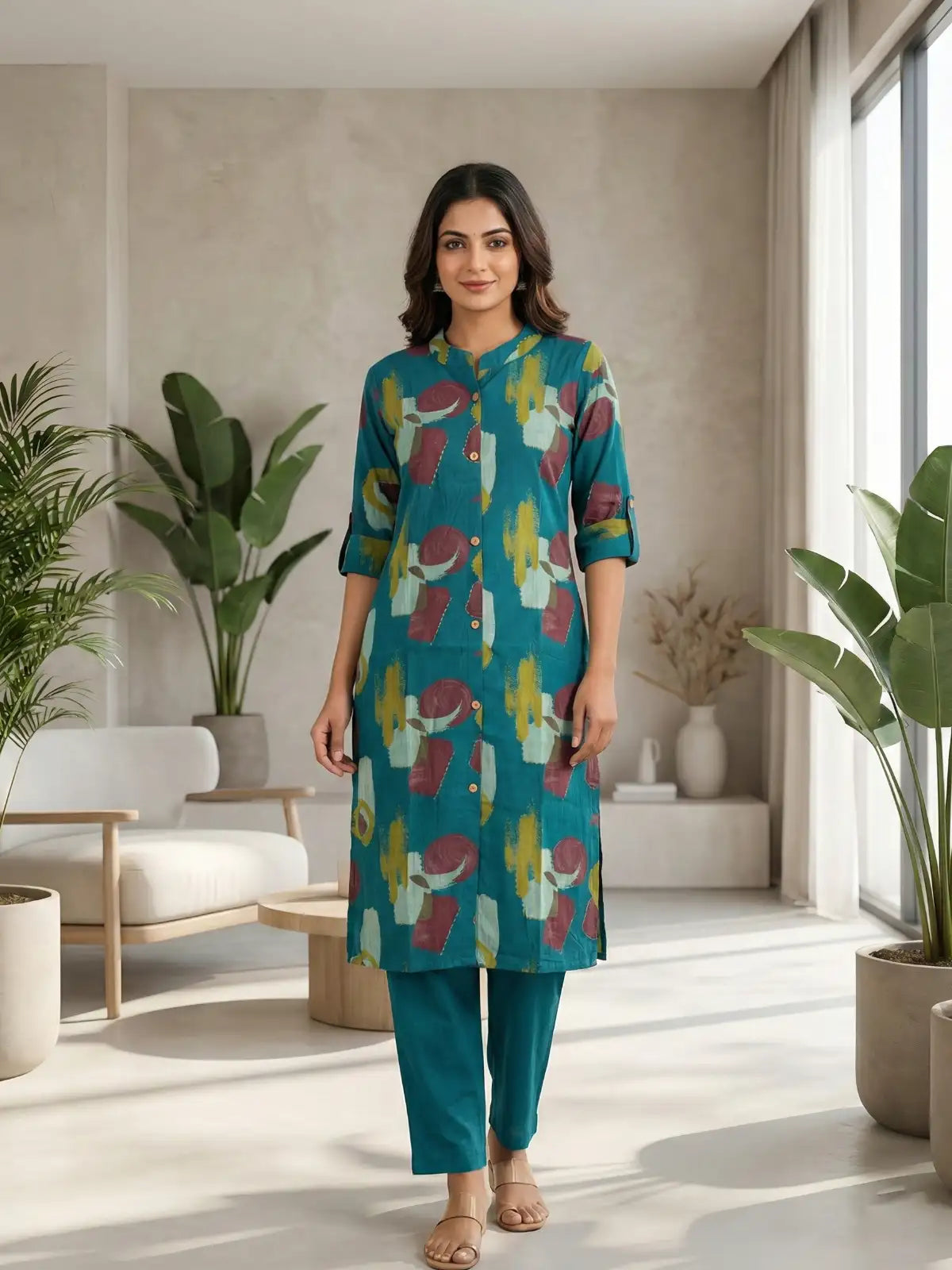 Teal Shape Print Co-Ord Set