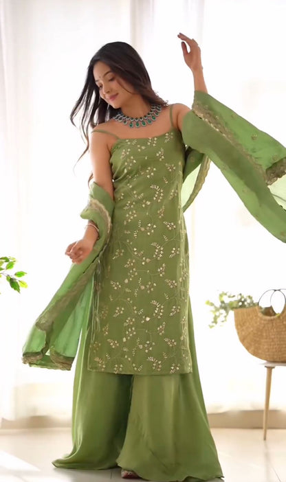 Green Titali Sharara Set