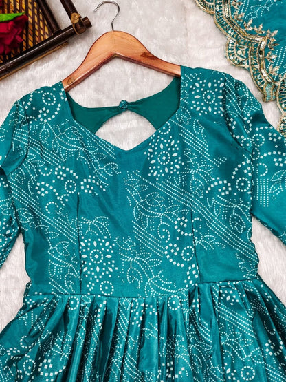 Green Bandhani Suit Set