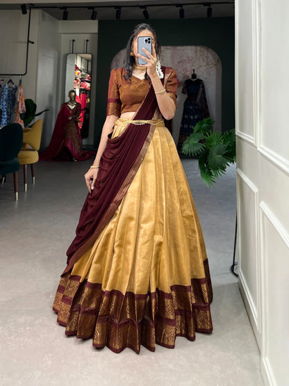 South-Style Kanchipuram Silk Lehenga
