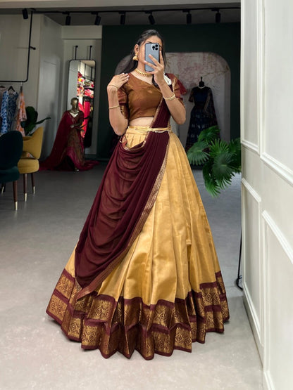 South-Style Kanchipuram Silk Lehenga