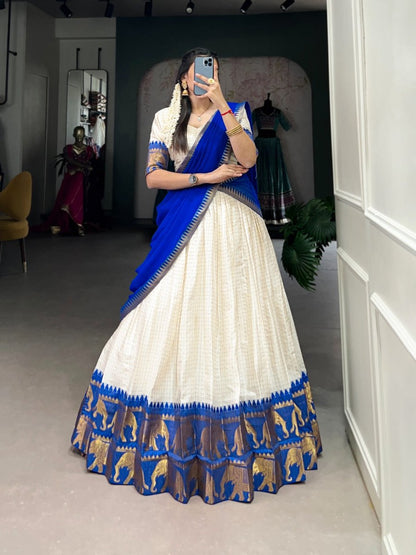 Kalyani Cotton Lehenga Choli Paired with Flowing Georgette Dupatta