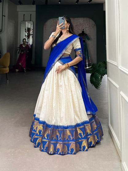 Kalyani Cotton Lehenga Choli Paired with Flowing Georgette Dupatta