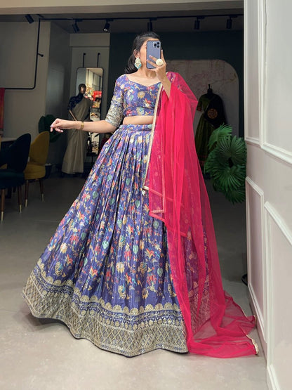 Digital Print With Embroidery Sequins Work Lehenga Choli