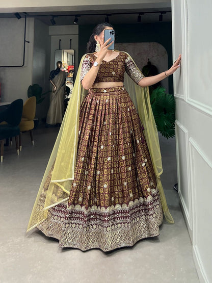 Digital Print With Embroidery Sequins Work Lehenga Choli
