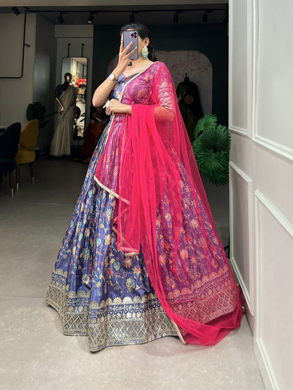 Digital Print With Embroidery Sequins Work Lehenga Choli