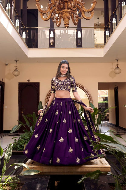 Vichitra Silk Embellishment With Pearl Coding And Sequins Embroidery Work