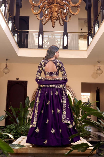 Vichitra Silk Embellishment With Pearl Coding And Sequins Embroidery Work