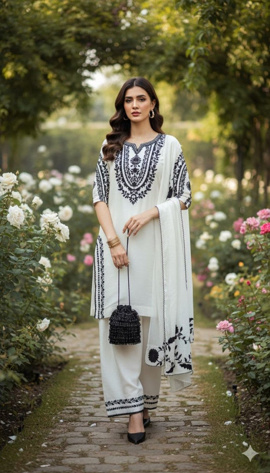 Elegant Crepe Farshi Plazzo Set with Organza Dupatta