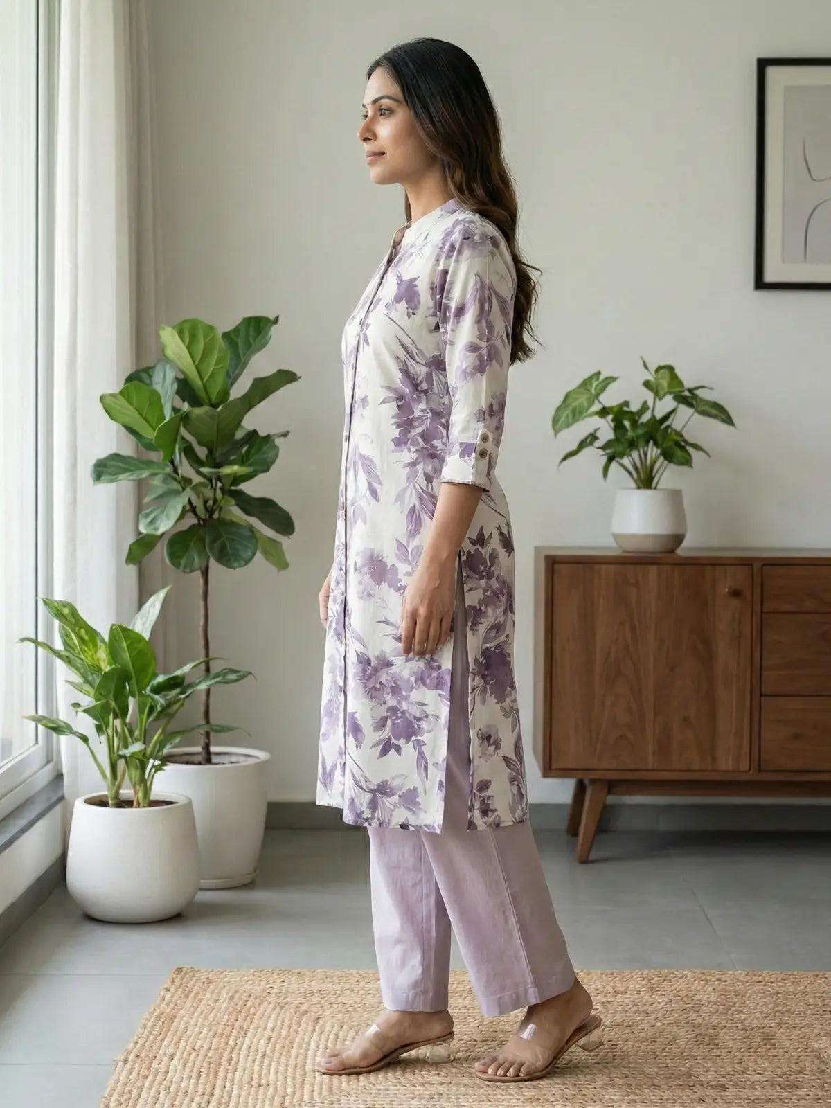 White Lavender Floral Print Co-Ord Set